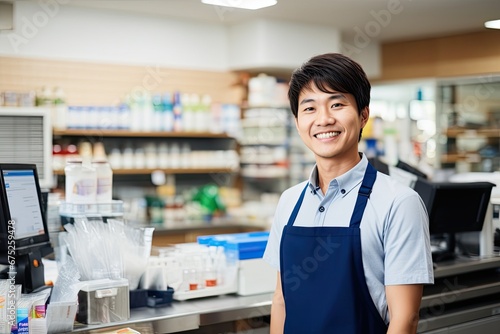 portrait of a cashier in a convenience store