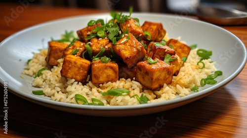 Stir fried tofu with rice