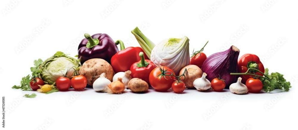 The isolated white background beautifully highlights the natural organic and healthy red vegetables showcasing their vibrant colors and organic ingredients harvested fresh from nature s boun The isolated white background beautifully highlights the natural organic and healthy red vegetables showcasing their vibrant colors and organic ingredients harvested fresh from nature s boun