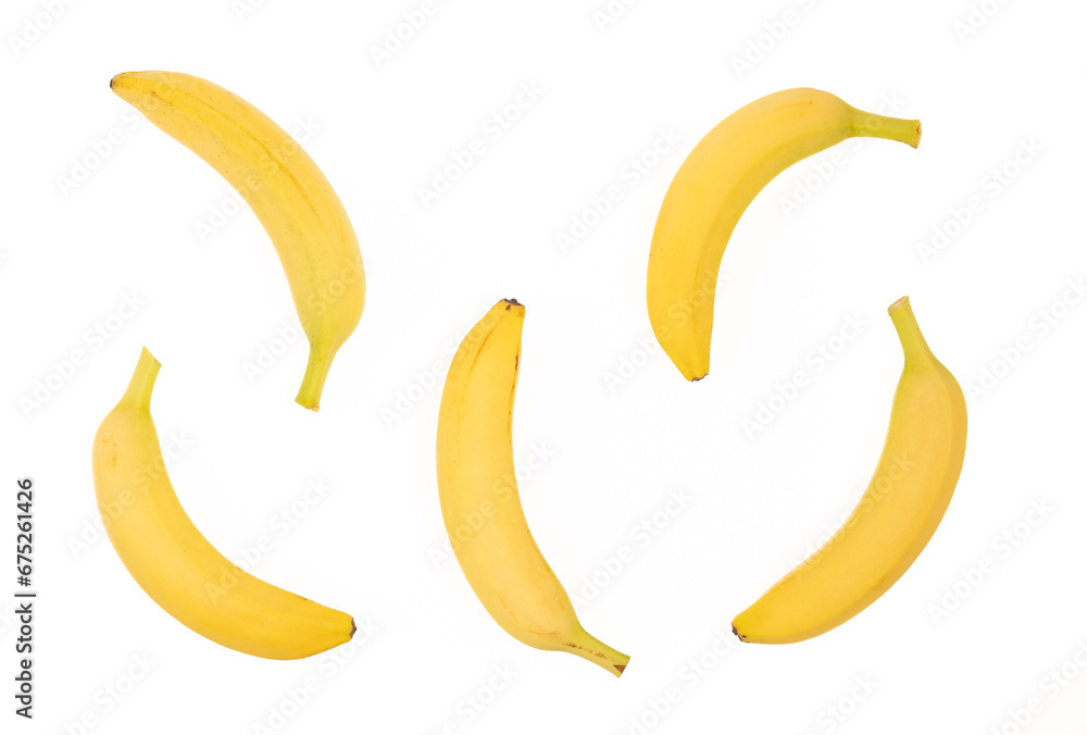 Bananas on a white background top view Bananas on a white background top view