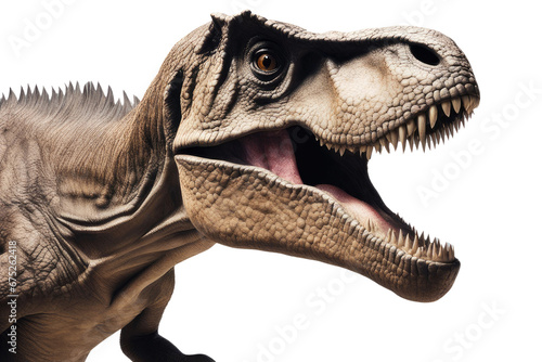 a quality stock photograph of a single t rex dino dinosaurus isolated on a white background © ramses