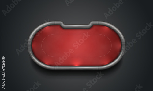 Poker table with red cloth on dark background. Vector illustration.