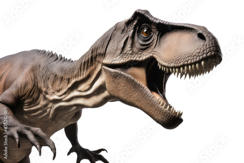a quality stock photograph of a single t rex dino dinosaurus isolated on a white background © ramses