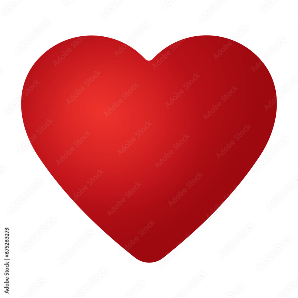 3D Red heart isolated vector illustration on white background.
