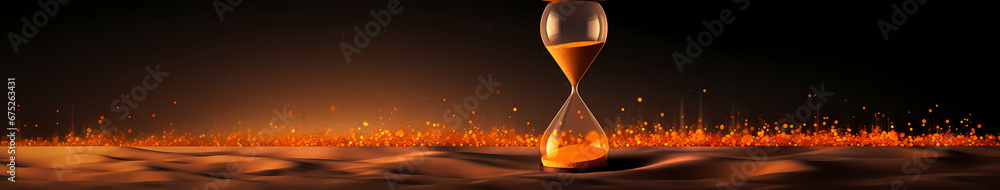 A digital hourglass with pixels instead of sand, trickling down to measure out a new era A digital hourglass with pixels instead of sand, trickling down to measure out a new era