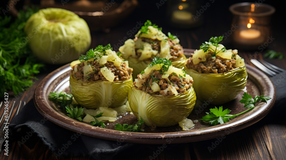 Stuffed kohlrabi with minced meat