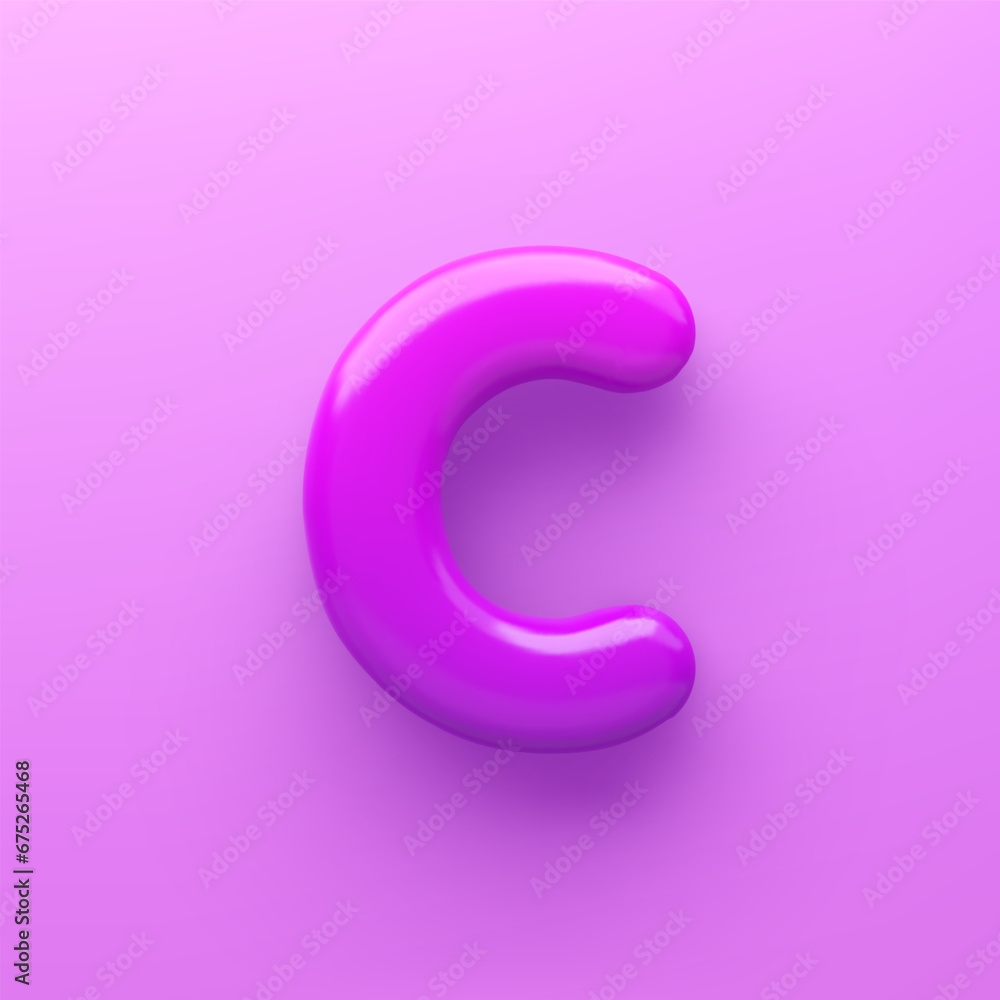3D Purple letter C with a glossy surface on a purple background . 3D Purple letter C with a glossy surface on a purple background .