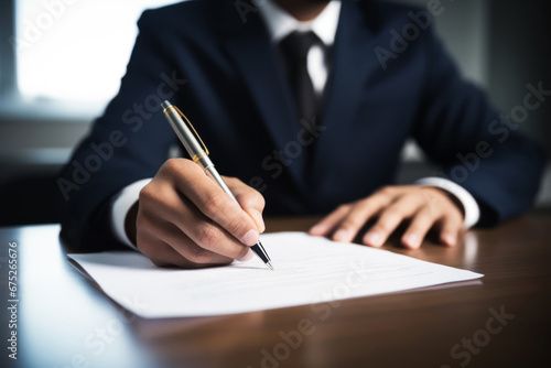 Empleado firmando un contrato de trabajo. photo