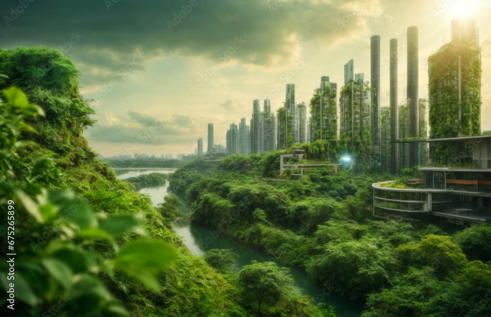 Fototapeta premium the city is overgrown with plants. a new life