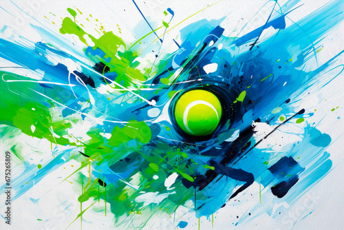 Fondo abstracto de tenis o pádel con pelota y pintura.