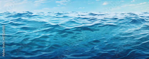 Blue sea water surface with sun glare and ripple background