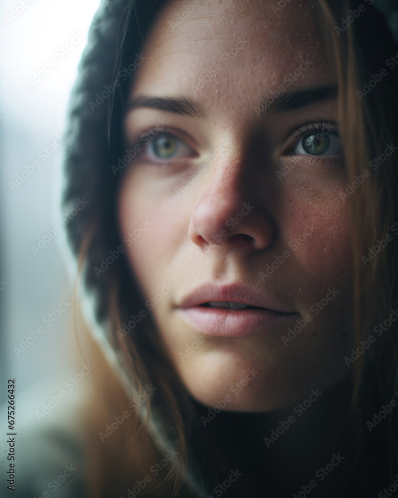 portrait nostalgique et rêveur d'une jeune fille en gros plan portrait nostalgique et rêveur d'une jeune fille en gros plan