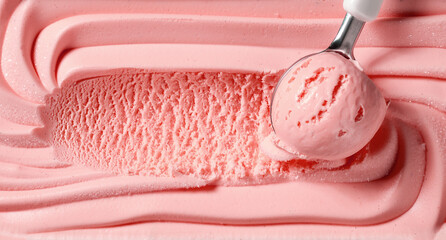 close up of pink ice cream