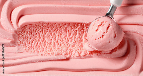 close up of pink ice cream photo