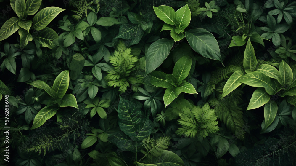 Full frame of green plants in nature - obrazy, fototapety, plakaty 