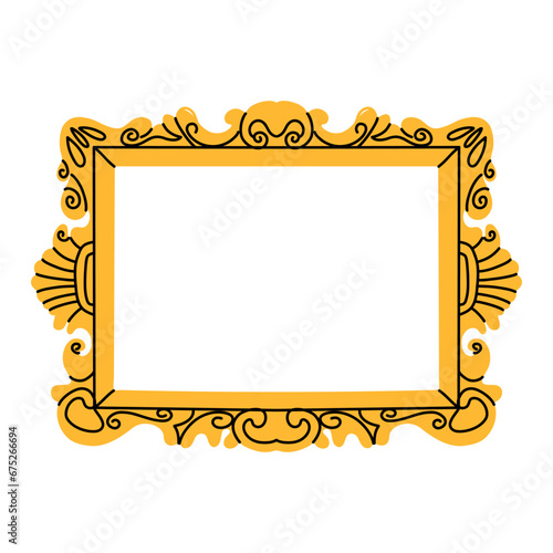 Vintage frame. Picture border. Various decorative isolated elements different forms in doodle style. Elegant retro frameworks. Modern mirror square design. Art gallery object. Vector illustration