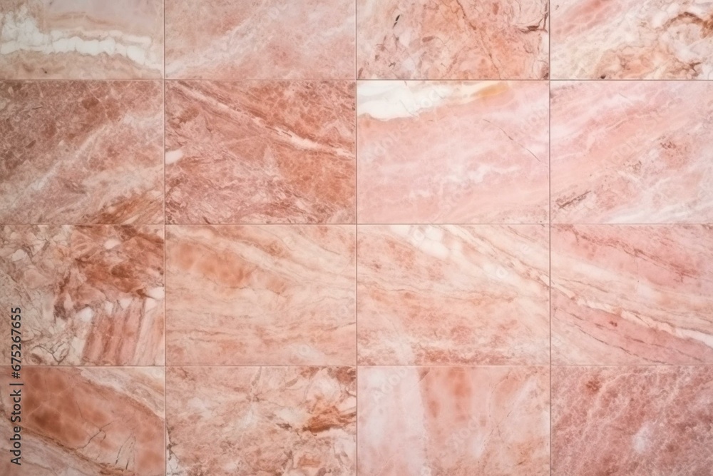 Texture of pink marble tiles, suitable for digital wall and floor tiles. It exhibits an Italian stone texture. Generative AI