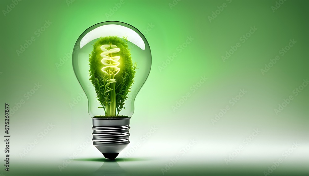 A light bulb with plants and leaves, symbolizing eco-friendliness and sustainability concept. Green innovative idea. Eco energy lightbulb symbol. Renewable clean energy. A light bulb with plants and leaves, symbolizing eco-friendliness and sustainability concept. Green innovative idea. Eco energy lightbulb symbol. Renewable clean energy.