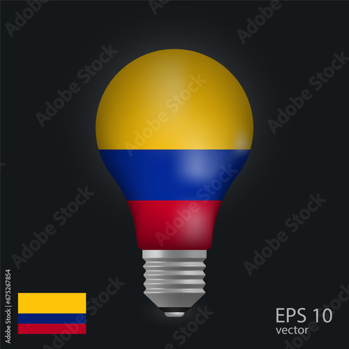 Free Download Vector light bulb with flag of Colombia, 3D rendering isolated on gray background.
 - GFXLoad