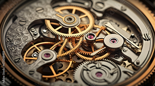 Gears and cogs in clockwork watch mechanism Craft