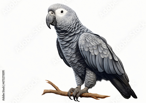 Timneh Grey Parrot isolated on white background.