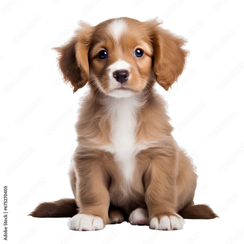 Cute puppy on transparent background PNG - obrazy, fototapety, plakaty 