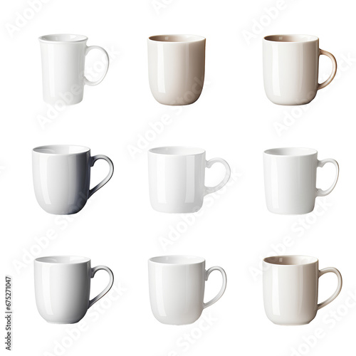 Set of coffee cups on transparent background. PNG Collection of coffee cups on transparent background.