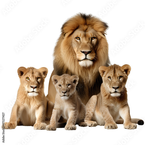 Lion family on transparent background PNG. Wildlife conservation concept. © I LOVE PNG