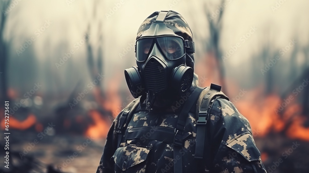 Survival of a warrior on a toxic battlefield - obrazy, fototapety, plakaty 