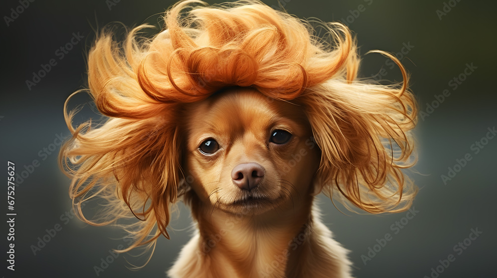 Naklejka premium Fashionable Dog with Stylish Blonde Hair