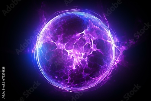 An electric purple sphere buzzing with energy. Generative AI