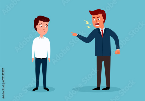 Boss or business leader feeling angry and blames his employee.