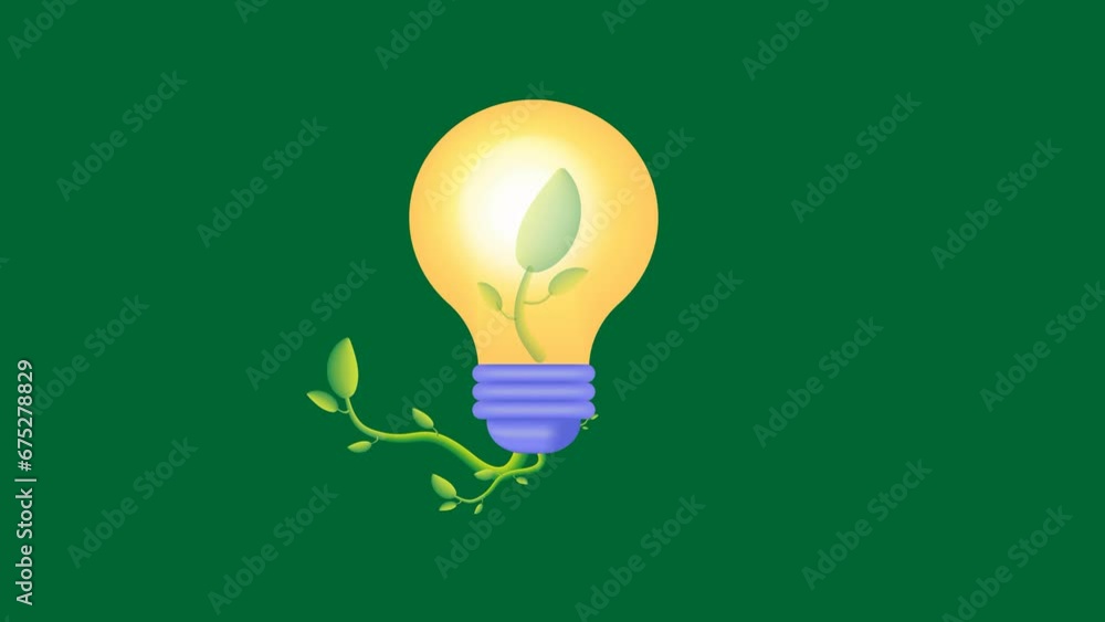 The concept of environmentally friendly energy,
a light bulb with a growing plant. Animation. The concept of environmentally friendly energy,
a light bulb with a growing plant. Animation.