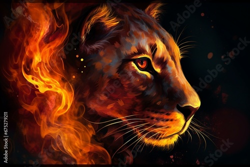 Fiery panther art. Generative AI