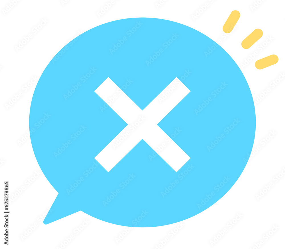 Obraz premium シンプルな水色のバツマークの吹き出し