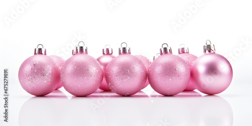 Pink baubles - Christmas ornaments - Xmas decoration - White Background photo