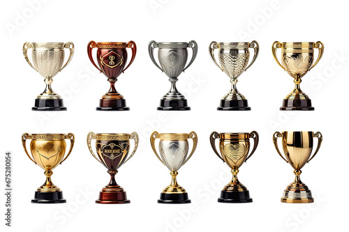 Gold trophy for champion cup isolated on a Transparent background. Generative AI