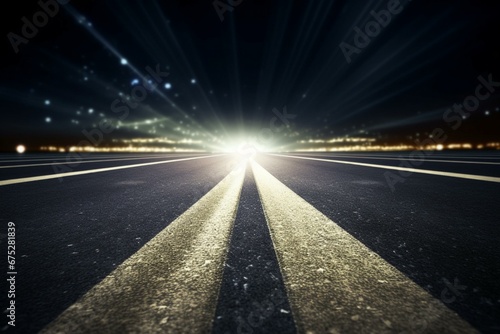 Race track asphalt with bright spotlights. Generative AI