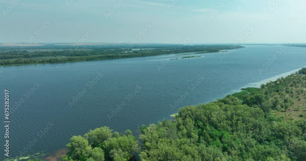 Top view of beautiful landscape with wide river in summertime, beauty of nature, 4K, Prores Top view of beautiful landscape with wide river in summertime, beauty of nature, 4K, Prores