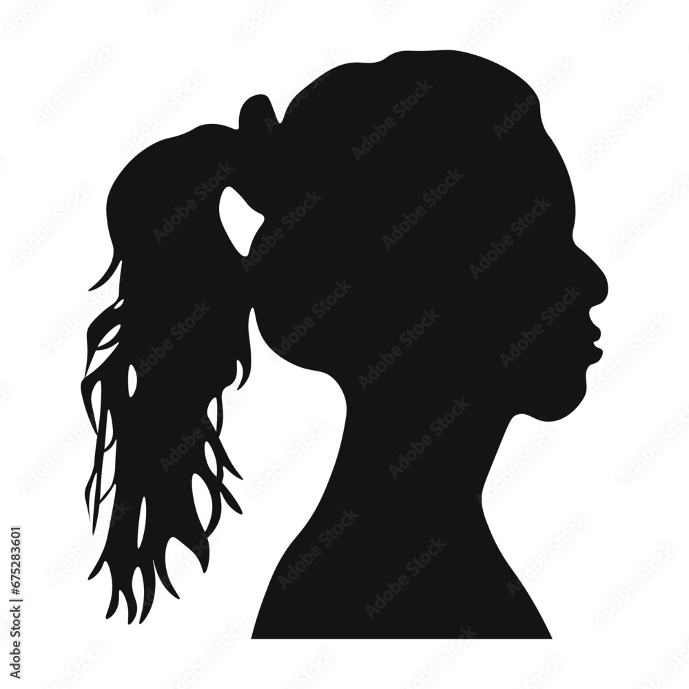 Collection of Women's Head Silhouettes for Templet Element Design