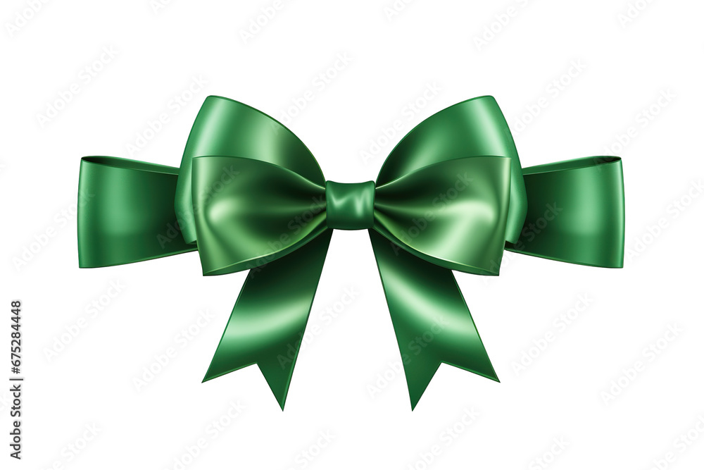 Green ribbon and bow with christmas theme isolated against transparent white background PNG Green ribbon and bow with christmas theme isolated against transparent white background PNG