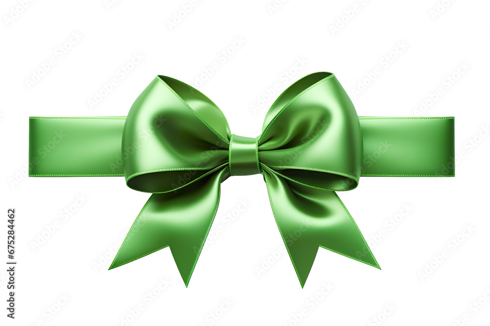 Green ribbon and bow with christmas theme isolated against transparent white background PNG Green ribbon and bow with christmas theme isolated against transparent white background PNG
