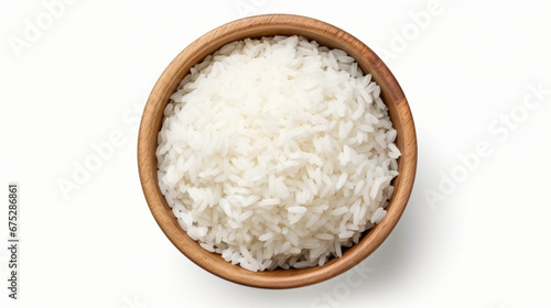 White rice in a wooden bowl photo