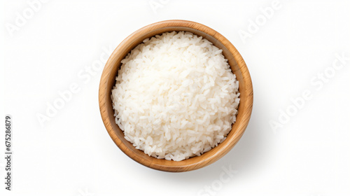 White rice in a wooden bowl