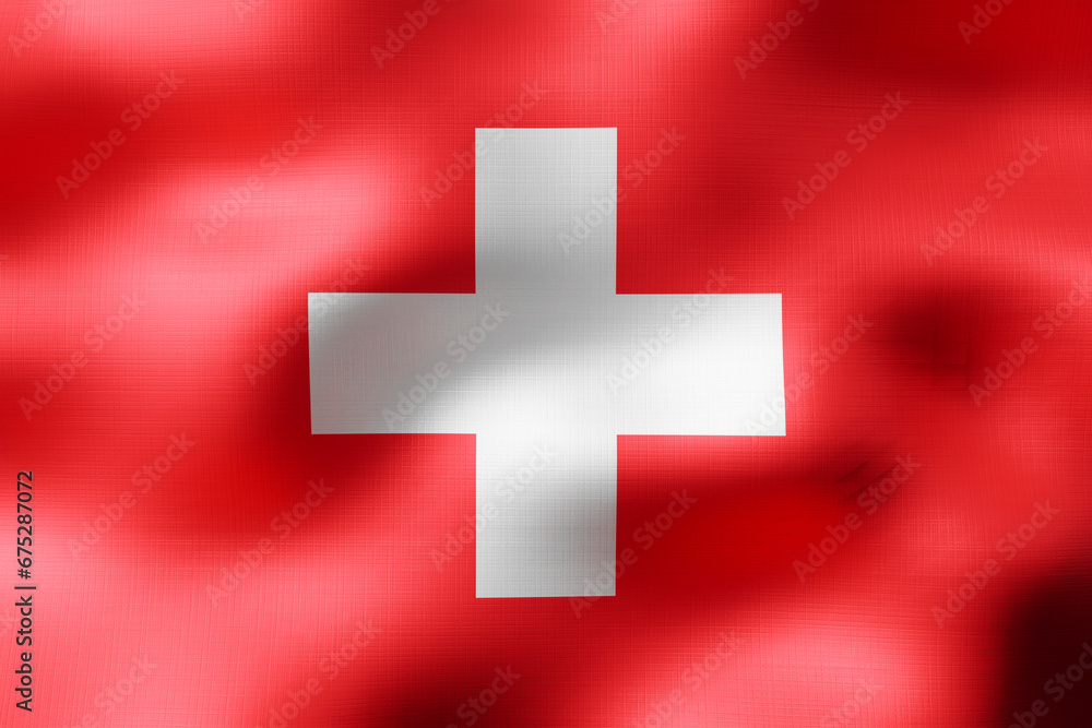 Fototapeta premium Switzerland - textile flag - 3d illustration