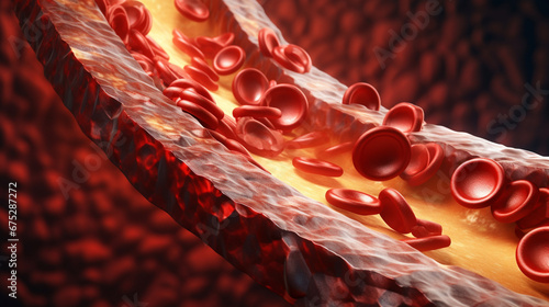Atherosclerosis is an accumulation of cholesterol plaques in the walls of the arteries photo