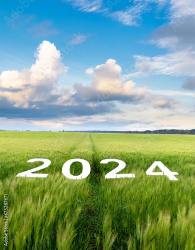 Number of the year 2024 in a cereal field.