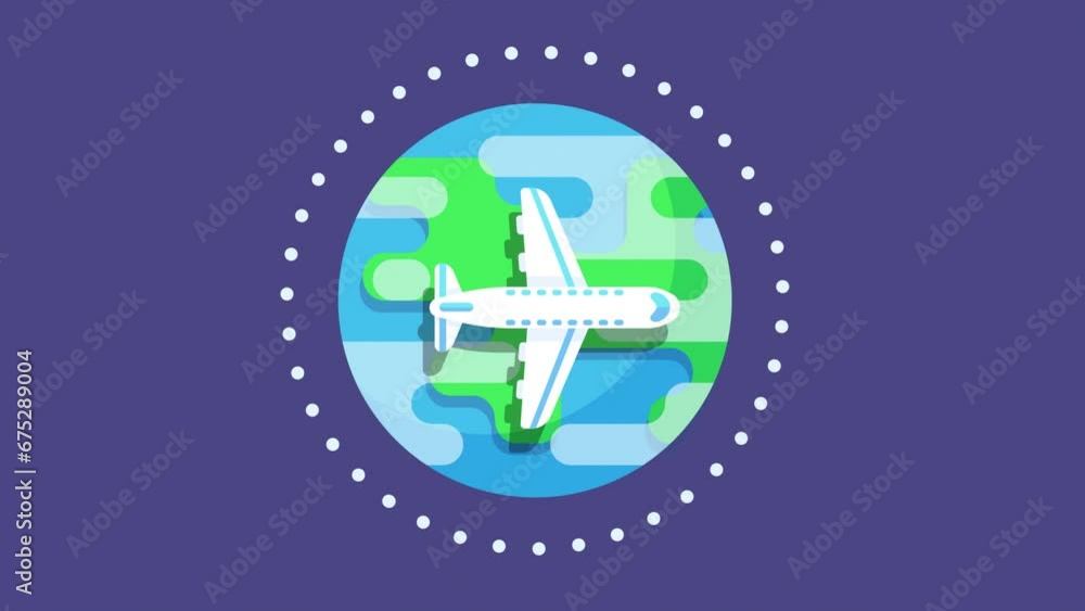 Airplane flying over the globe in cartoon style. World travel concept Airplane flying over the globe in cartoon style. World travel concept