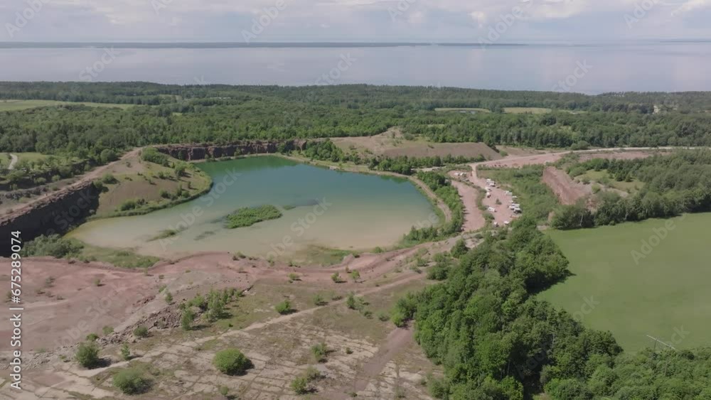 Aerial Of Kinnekulle Stenbrott Grand Quarry In Hällekis, Sweden. Aerial Of Kinnekulle Stenbrott Grand Quarry In Hällekis, Sweden.