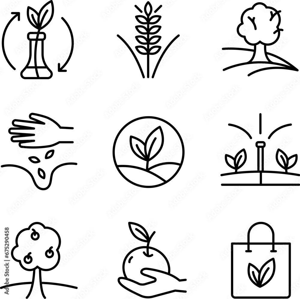 Farmer icons set. Outline set of farmer vector icons for web design isolated on white